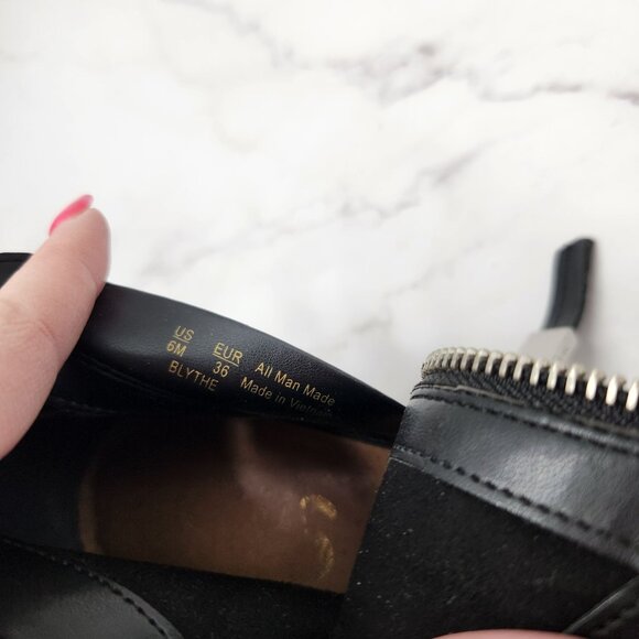 Circus Sam Edelman Blythe Black Leather Booties Block Heel Ankle Boots Women's 6 - Picture 10 of 11